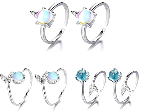 6 Stück Meerjungfrau Ring,Liwein Ringe Frauen,Ring Damen,für Party Hochzeit Geburtstag