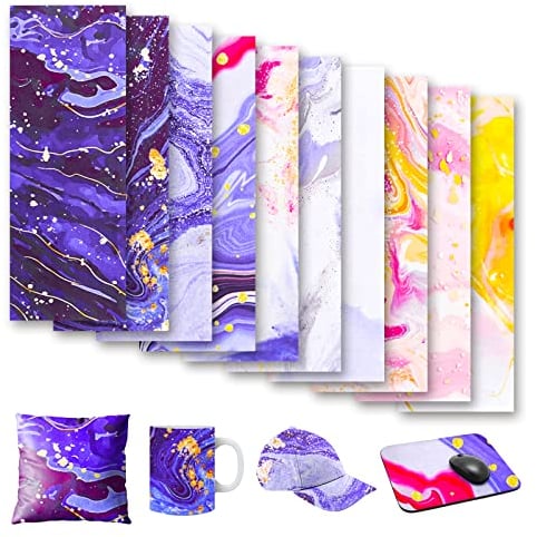 Abeillo 10 Blätter Infusible Transfer Ink Sheets, Sternenreiche Milchstraße Stil Unschmelzbare Transfer-Tintenblätter (12 x 4,5 Zoll/30,5 x 11,5 Cm)