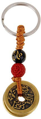 Diarypiece Porte-clés tendance avec pièces de monnaie antiques, pendentif porte-bonheur à suspendre, porte-clés Feng Shui chinois