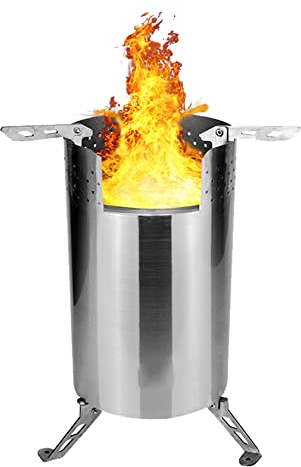 YYUINU Outdoor-Kocher, Ofen-Lagerfeuer-Feuerstelle, Edelstahl-Feuerstelle Im Freien, Tragbare Hinterhof-Feuerschale Aus Natürlichem Holz, Kein Gas Oder Propan Erforderlich,A