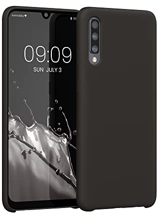 kwmobile Hülle kompatibel mit Samsung Galaxy A50 Hülle - Silikon Handy Case - Handyhülle weiche Oberfläche - kabelloses Laden - Schwarz matt