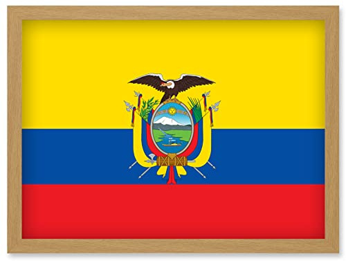 Artery8 Ecuador National Flag Patriotic Vexillology World Flags Country Region Poster Artwork Framed Wall Art Print A4
