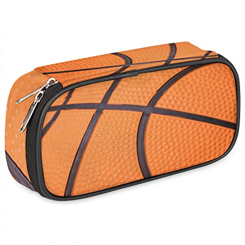 Basketball-Federmäppchen mit großem Fassungsvermögen, Basketball, Sport, großes Federmäppchen mit Reißverschlussfächern, Federmäppchen für Jungen, Mädchen, Erwachsene, Studenten, Büro, Schulbedarf