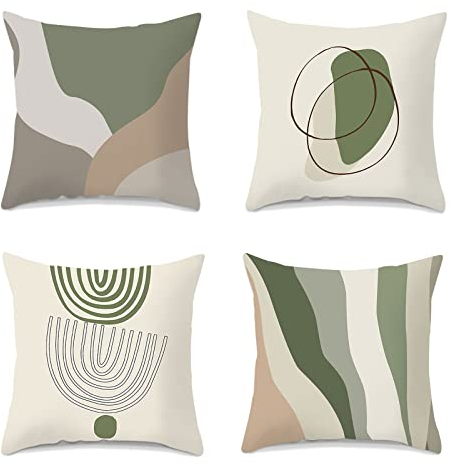 CINGHIA Kissenbezug Grün,Kissenbezüge 45 x 45,Deko Kissen Wohnzimmer,Sofakissenbezüge,Kissenhülle 4er Set,Kissen Grün