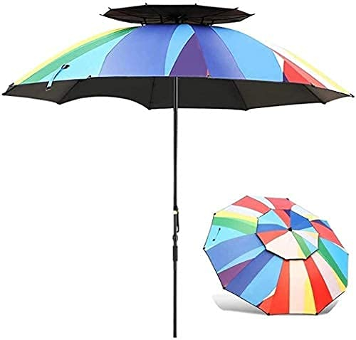 TEmkin Sonnenschirm, Sonnenschirm, Garten, Outdoor, Angelschirm, 2,4 m, mit Kurbel und Neigung, wetterbeständig, UV-Schutzschirm, 8 stabile Stahlrippen ohne Sockel (Stil 1)