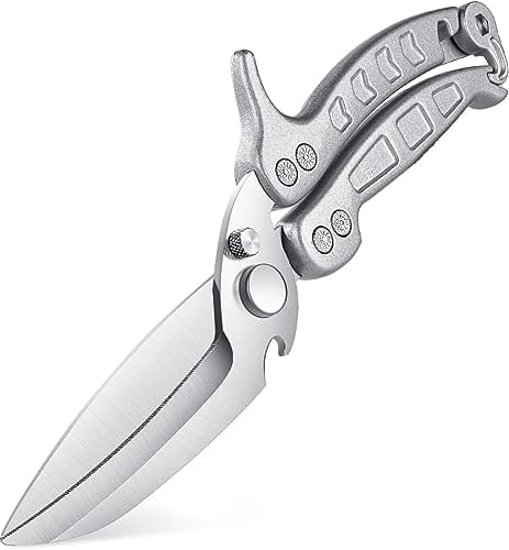 DRAGON RIOT Poultry Shears - Sharp Heavy Duty Kitchen Scissors for Meat, Chicken, Fish - Silver, Dishwasher Safe