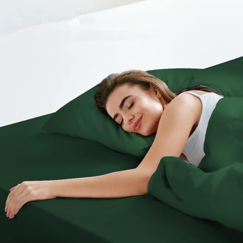 LuxClub Spannbettlaken 160x200cm, 100% Jersey Baumwolle bettwäsche mit 30cm Matratzenhöhe Weich und Knitterfrei Bettlaken DunkelGrün
