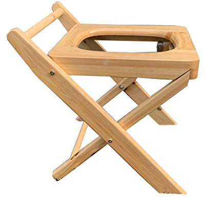 SKORDO Klappbarer Toilettenstuhl aus massivem Holz, tragbarer Camping-Toilettenhocker, mobiler Badezimmer-Duschstuhl (Größe: 40 cm)