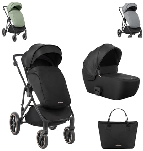 Kikkaboo Kinderwagen Thea 2 in 1 EVA-Räder verstellbarer Schiebegriff Babywanne schwarz