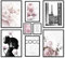 ARTFAVES® Poster Set - COCO - mehrteilige Wanddeko Wohnzimmer & Schlafzimmer - 8 moderne Wandbilder Rose, Fashion, rosa, pink, Glamour, Lifestyle, Blumen, Parfum, Mädchen - mit Rahmen Schwarz