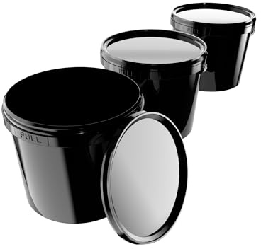 Eimer mit Deckel 3er Set 5L Schwarz Rund Kunststoff Lebensmittelecht Luftdicht Stabil Leer Eimer mit Griff und Deckel Geeignet für Lebensmittel Chemie