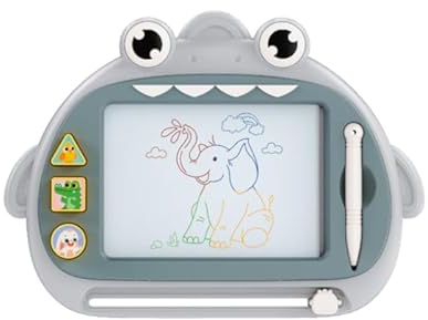 COLGE Zaubertafel Maltafel Magnettafel Zeichentafel Malbrett mit 3 Stempel für Kinder ab 2 3 4 5 Jahre Pädagogische Geschenk Kinderspielzeug Mädchen Jungen Reisegröße Hai-Design (Grau)