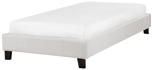 Beliani Polsterbett Stoffbezug grau Einzelbett mit Lattenrost 90x200 cm Skandi Roanne