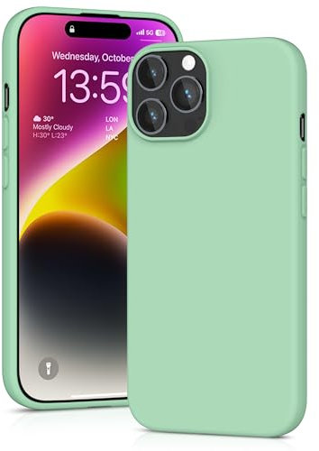 YATWIN Silicone Case for iPhone 14 Pro, Soft-Touch, Shockproof, DustProof, Antiskid Full Body Armour Phone Cover for Apple iPhone 14 Pro - Light Cyan