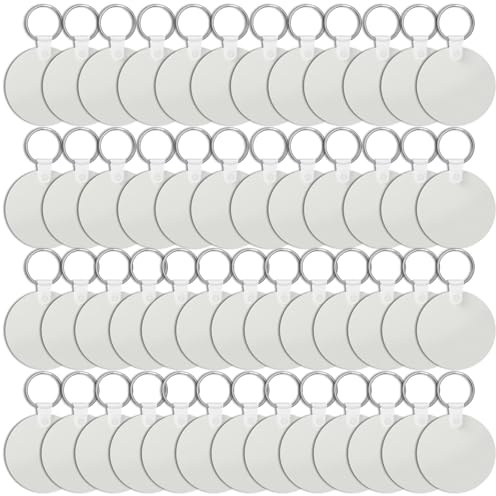 Lot de 150 porte-clés vierges par sublimation avec transfert thermique en MDF et clips de fixation en plastique pour bricolage, porte-clés, cadeaux, loisirs créatifs (circulaire)