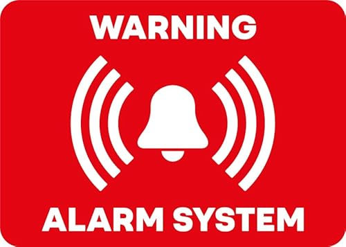 Aufkleber Warnhinweis Alarmanlage „Warning Alarm System“ Folie selbstklebend | Größe wählbar Made in Germany, Größen Name: 7 x 5 cm