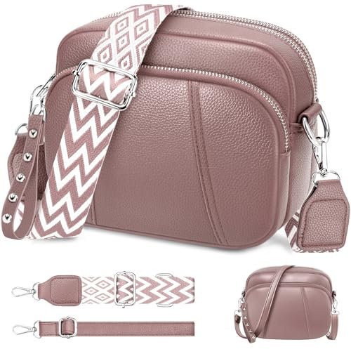 JUYANO Crossbody Bag Damen Handtasche Umhängetasche Leder, Kleine, mit Breitem Gurt, Stylisch, mit Kartenschlitz, Abnehmbar, Schultergurt