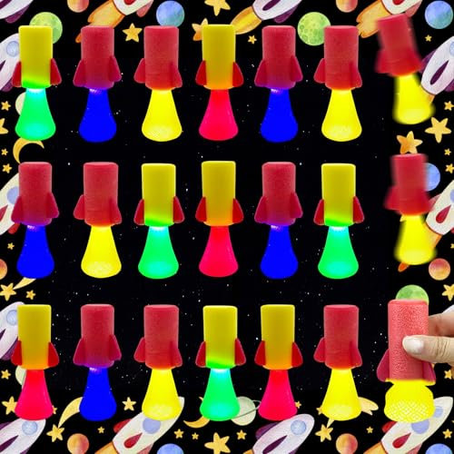 Shinybox LED Luminosi Giocattolo, 18 Pezzi LED Razzo Giocattoli Rimbalzanti, Giocattolo Che Rimbalza per Bambini, Illuminano al Buio Illumina Il Giocattolo per Bambini, Regalo di Compleanno