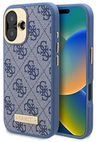 CG MOBILE Guess GUHMP16MU4GPRB Hülle für iPhone 16 Plus 6.7 Blau hardcase 4G Logo Plate