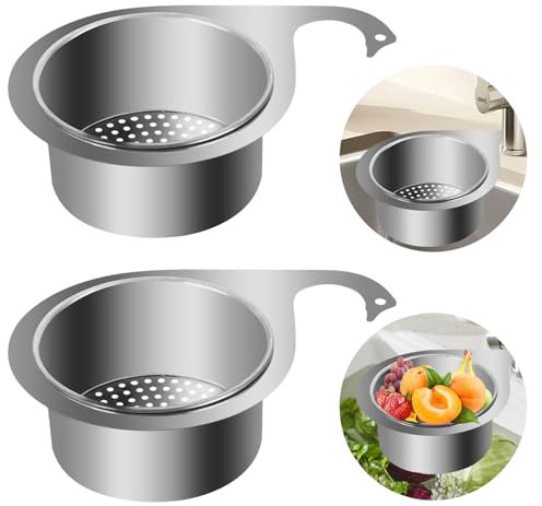 2PCS Stainless Steel Swan Sink Strainer Basket,Multifunctional Drain Basket, Stainless Steel Draining Basket Corner Sink Strainer,Sink Drainer Basket, Draining Basket for Kitchen Sink Drain Basket