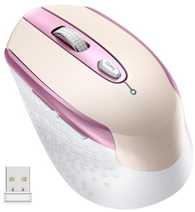 cimetech Souris sans Fil, Souris Optique 2.4GHz Slim avec Nano-Récepteur USB Silente, 800-1200-1600 DPI Réglable, Compatible avec Ordinateur Portable, PC, Tablette, Notebook-Rose