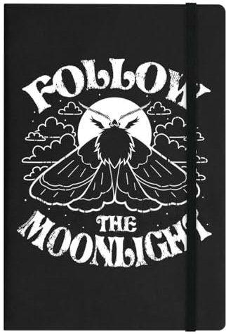 Follow The Moonlight Notizbuch, A5, Hardcover, Schwarz
