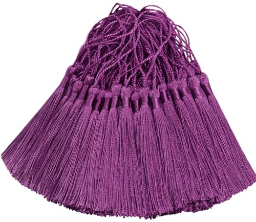 100 Stück 13cm Quasten Anhänger Handgefertigt DIY Basteln-Aubergine | Hängend Quasten Geschenk für Lesezeichen,Schmuckherstellung,Tasche,Schlüsselanhänger Deko,Girlande und Party Zubehör