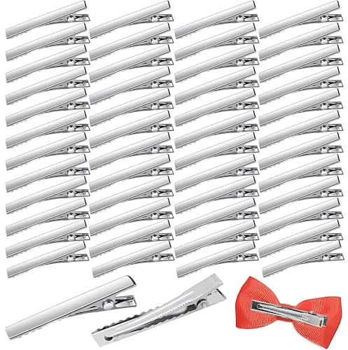 Haarclips Haarklammer Silber, 50 Stück, Metall Haarklammer Alligator Clips | Hochwertiges Eisen, 40mm Länge, Rutschfestes Design, Für DIY-Basteleien