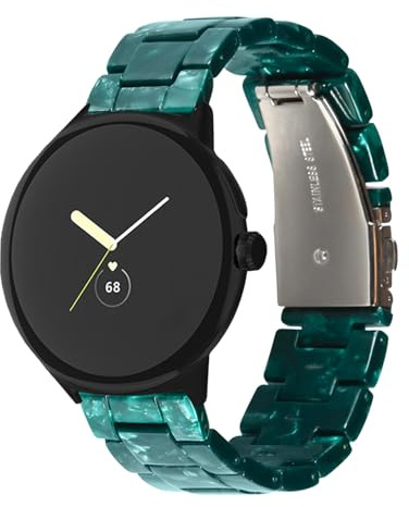 Harz Uhrenarmband für Google Pixel Watch 3 45mm Armband, mit Faltschließe Schnellverschluss Mode Metall Edelstahl Verstellbares Armbänder Kompatibel mit Pixel Watch 3 45mm Resin (7,Eine Grösse)