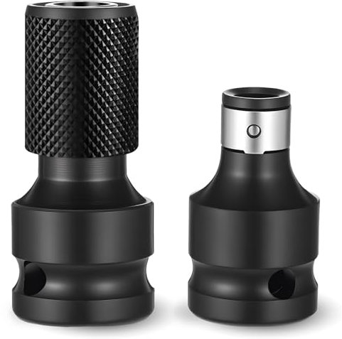 Bewudy 2 Stück Schlagschrauber Bit Adapter, 1/2 Auf 1/4 Zoll Bithalter Stecknuss Adapter Hochwertiger Schlagschrauber Zubehör für Schlagratschenschlüssel Schraubendreher Bit-Halter