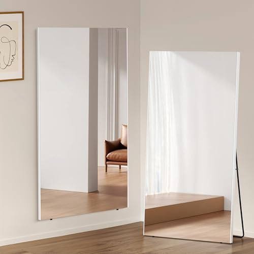 brisafe Bruchsicherer Ganzkörperspiegel 110x190cm aus Nanomaterial – Ultraleichter Übergroßer Wandspiegel- und Bodenspiegel für Zuhause, Fitnessraum, Studio oder Ankleidezimmer, Weiß