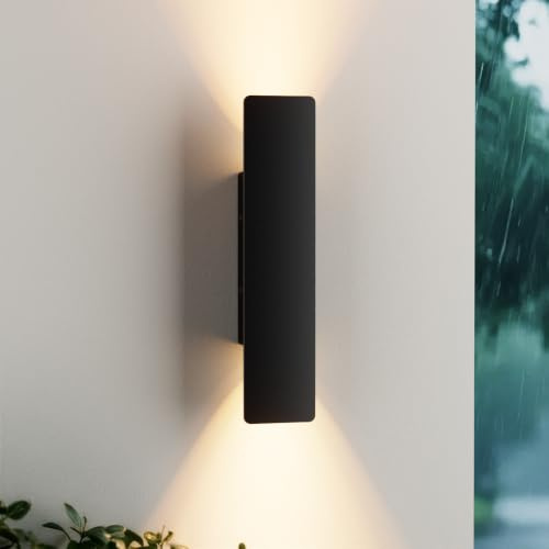 brightower Wandleuchte aussen, aussenlampe wand Schwarz, Außenwandleuchte Wasserdicht Ip65, Aluminium Acryl Außenlampe für Gärten, Terrassen, Schlafzimmer Wohnzimmer, 20cm/12w, Warmes Licht
