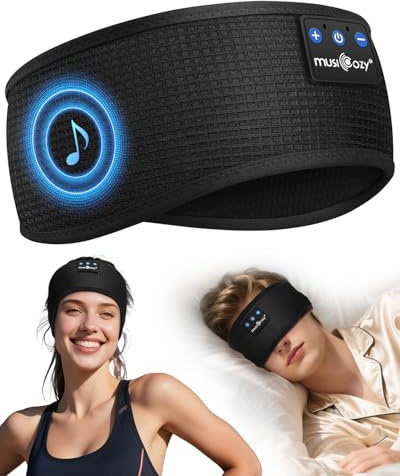 MUSICOZY Schlafkopfhörer Bluetooth Kühl Schlaf Kopfhörer Seitenschläfer | Kabellos Sport Kopfhörer Stirnband 16+STD für Yoga/Training/Reisen/Schlaflosigkeit,Tech Gadgets für Männer/Frauen
