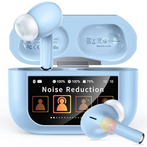 ZZU Auricolari wireless Bluetooth 5.4, microfono con cancellazione del rumore ENC, IPX7 impermeabile, blu cielo