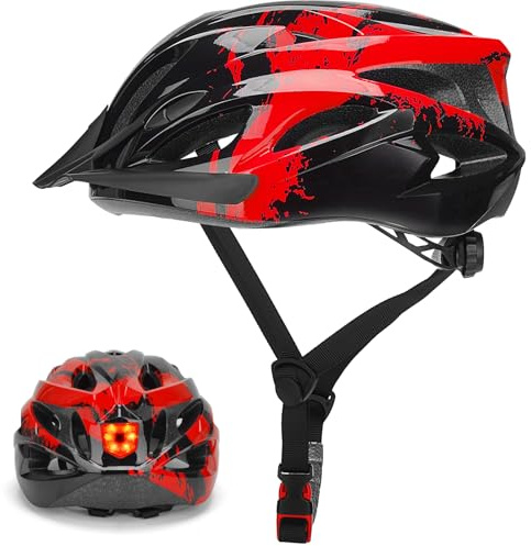 Fahrradhelm Erwachsene mit Licht für Damen und Herren 57-62CM | 3 Modi Verfügt,Radhelm, Cityhelm Urban Fahrradhelm,Verstellbares Design mit Abnehmbarer Visier,Leichter