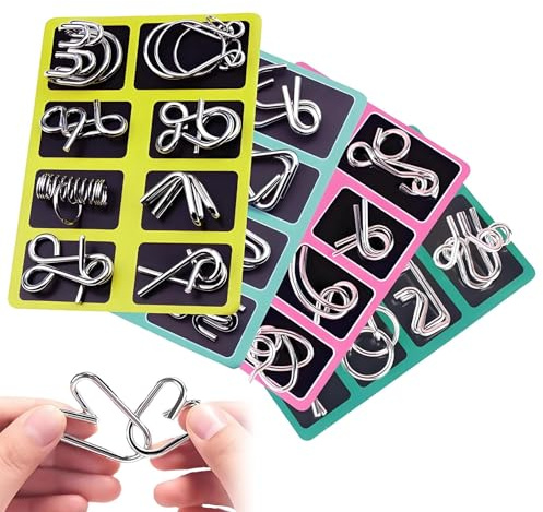 32 Pcs Metal Puzzles Brain Teaser Puzzles Metal Puzzle Set 13.5X18Cm | Iron; For Travel, Parties, Classes; For Adults And Puzzle Fans; 32 Pcs, Mixed Difficulty