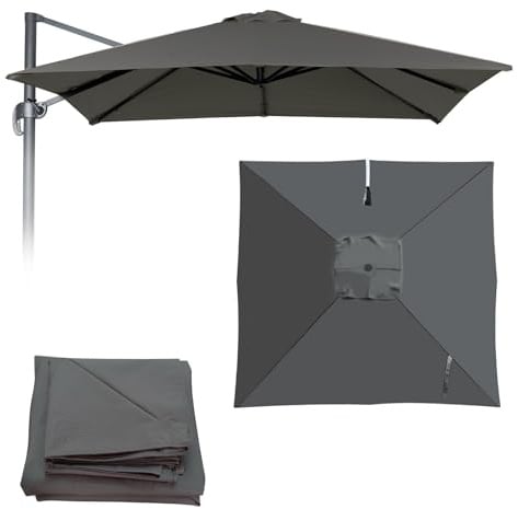 LIYI929GP Garten Sonnenschirm Ersatzbezug 2.5 3 4.0m Rechteck/Quadrat 8 Streben, Terrassenschirm Ersatz-Bezug Überdachung Für Ampelschirm, UV Sonnenschutz Wasserdicht Verdickt Farbecht(Grays,3X3m)