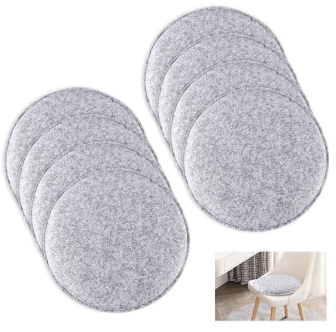 DAJAVE 8 Stück Sitzkissen Rund 35 cm Filz Stuhlkissen | Rutschfeste Filzkissen aus Recyceltem PET, Waschbar für Indoor und Outdoor