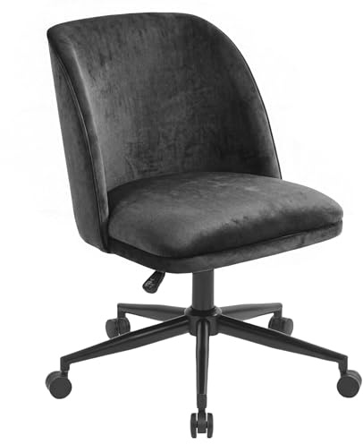 di volio Homeoffice Stuhl Fano, Drehstuhl mit Rollen, gemütlicher Schreibtischstuhl modern für Home Office & Schminktisch (Schwarz)