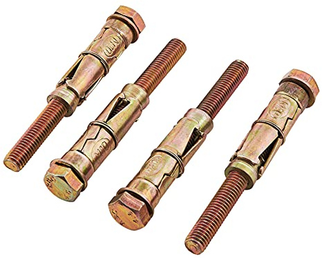 Amtech 4pc M10 x 100 mm Expansion Bolts, Heavy-Duty Zinc Passivated Steel, for Secure Fixing of Ladders, Barriers and Heavy Fixtures.