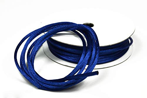 Kumihimo Rouleau de cordon tressé en satin de 10 m x 2 mm (bleu) // Cordon décoratif pour bijoux