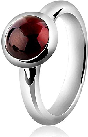 Nenalina Ring Silber 925 Damen Silberring Damenring mit 8 mm rundem Granat Cabochon