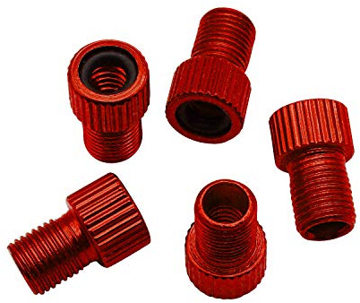 InnoLife 5 Pcs Aluminum Presta To Schrader Converter Car Valve Adapter Bicycle Bike Tube Pump Air Compressor Tools (Red)