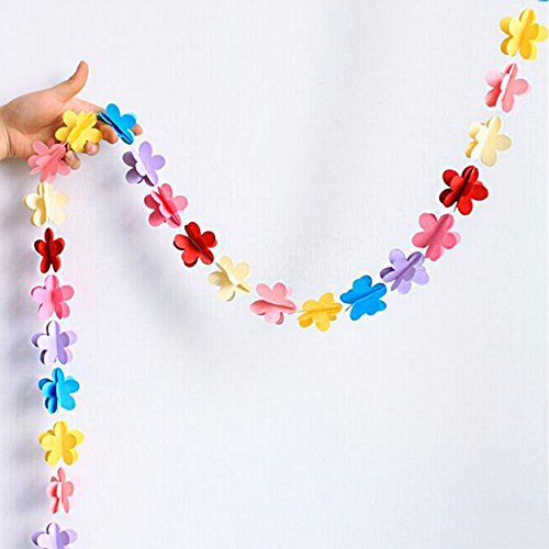 Oblique-Unique® Deckenhänger 3D Girlande Bunt - hängende Papiergirlande Banner Deko - Motiv wählbar (Blumen Bunt)
