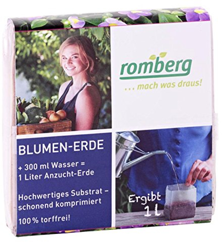 Romberg POP UP Erde Zimmerblumen Kokussubstrat mit Aufdüngung, 100% torffrei, 1 Liter