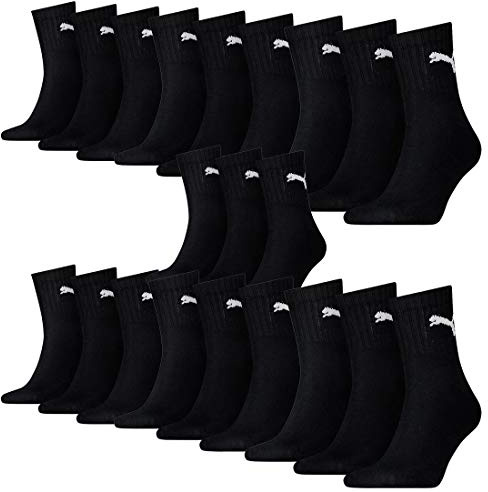 PUMA 21 Paar Socken Short Crew Sportsocken Tennis Socken Gr. 35-49 Unisex, Farbe:200 - black, Socken & Strümpfe:47-49