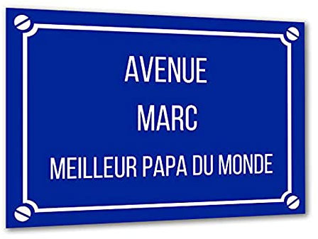 Amikado - Fausse Plaque de Rue en Aluminium personnalisée à votre nom (Bleu) 30 x 20 cm
