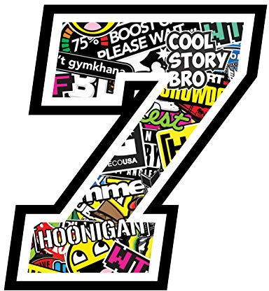 Adesivo NUMERO GARA- misura 12 cm -Gara Cross PistaAuto Moto Stickers (7, Stickerbomb)