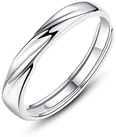 Josfeva Herren Trauringe Paar Ringe, 925 Sterling Silber Offen Verstellbar Partnerringe Verlobungsring Hochzeitsring Band Ring mit Weiß Zirkonia, Geschenk für Ehefrau Mann Freundin Freund
