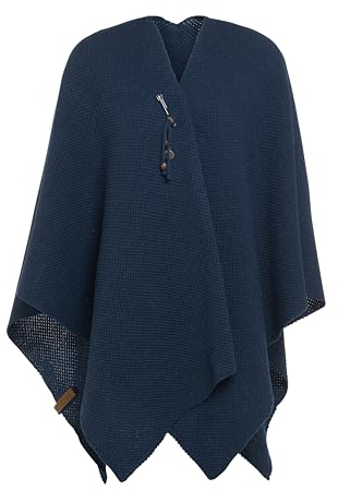 KNIT FACTORY - Jazz Poncho - Elegant Gestrickter Damen Cape - Wickelschal mit Wolle - Hochwertige Qualität - Jeans